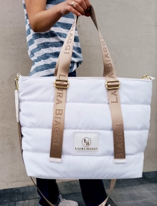 Pikowana Torebka Shopper Laura Biaggi Biała