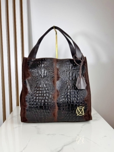 Massimo Contti skórzana torba shopper smoczyca brązowa