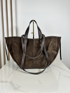 Laura Biaggi skórzana duża torba shopper  brązowa