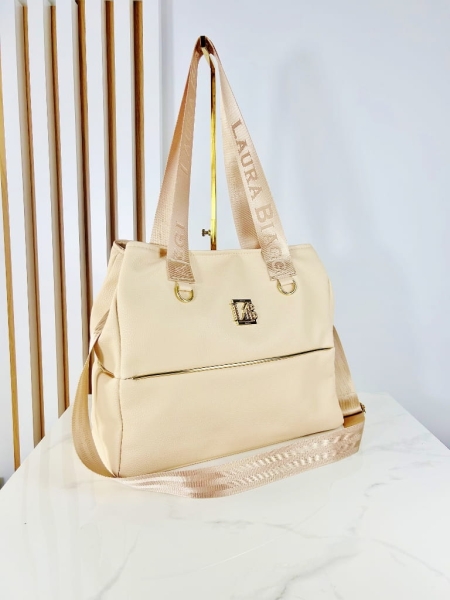 Laura Biaggi torba shopper jasno beżowa