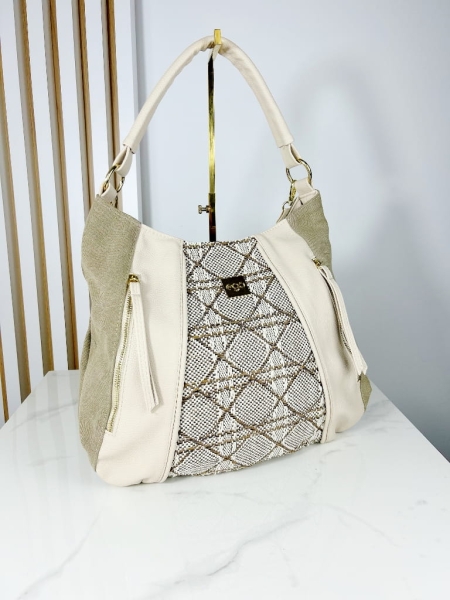 Ego duża torba shopper na ramię beżowa