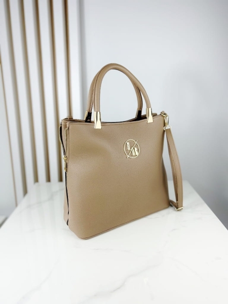 Laura Biaggi elegancki duży kuferek taupe