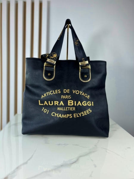 Shopperka Laura Biaggi z Napisami Czarna