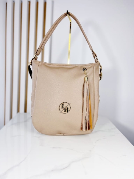 Laura Biaggi torebka shopper taupe  beżowa z chwostem