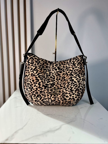 Laura Biaggi torba shopper na ramię brązowa panterkowa