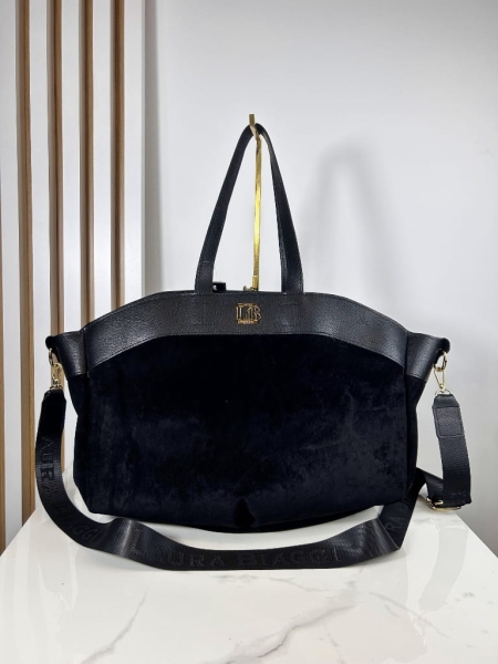 Laura Biaggi duża torba shopper eko zamsz czarna
