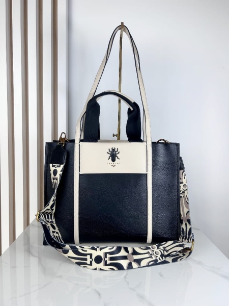 Ego torba shopper insecta czarna z beżem