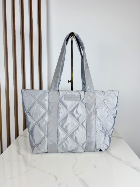 Laura Biaggi torba shopper na ramię pikowana szara