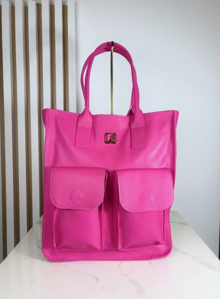 Laura Biaggi torba shopper z kieszeniami fuksja