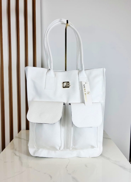 Laura Biaggi torba shopper  z kieszeniami biała