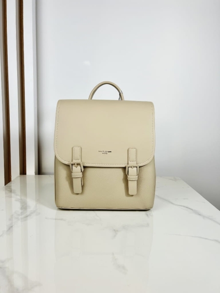 David Jones stylowy plecak z klapką beżowy
