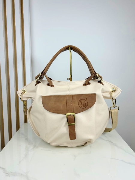 Laura Biaggi duża torba shopper jasno beżowa 