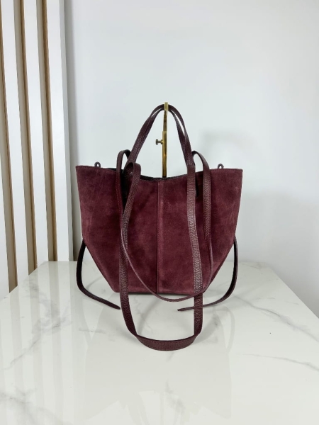 Laura Biaggi zamszowa torba shopper bordowa hit czerwona