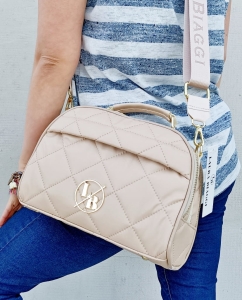 Laura Biaggi Torebka Kuferek Jasno Beżowa Pikowana