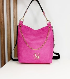 Laura Biaggi Torebka Worek z Łańcuszkiem Fuksja