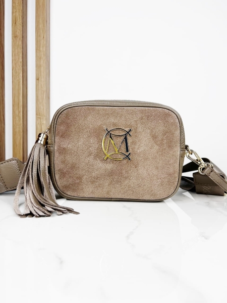 Massimo Contti torebka listonoszka kuferek beżowa skórzana