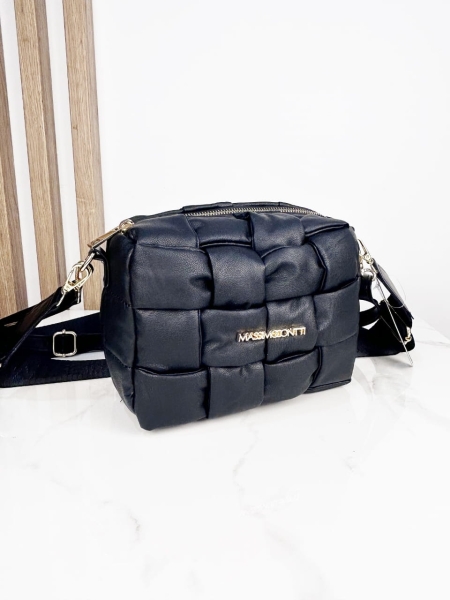 Massimo Contti torebka pleciona pikowana czarna 