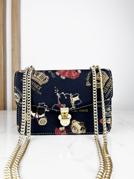 Henney Bear torebka listonoszka z misiem na łańcuszku czarna PREMIUM