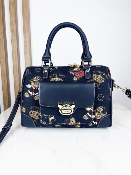 Henney Bear torebka kuferek z misiem czarny z kieszonką 