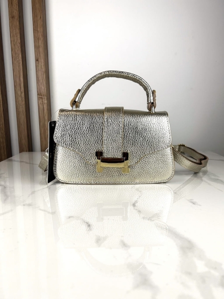 Massimo Contti torebka skórzana  kuferek złoty Premium