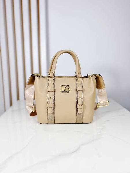 Laura Biaggi mała torebka kuferek beżowa