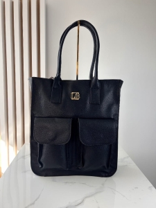 Laura Biaggi torba shopper czarna z kieszeniami