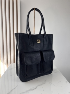 Laura Biaggi torba shopper czarna z kieszeniami