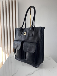 Laura Biaggi torba shopper czarna z kieszeniami