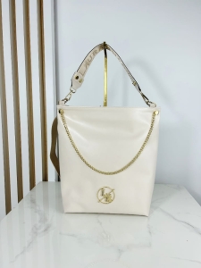 Laura Biaggi Torebka Worek z Łańcuszkiem Jasno Beżowa Perłowa