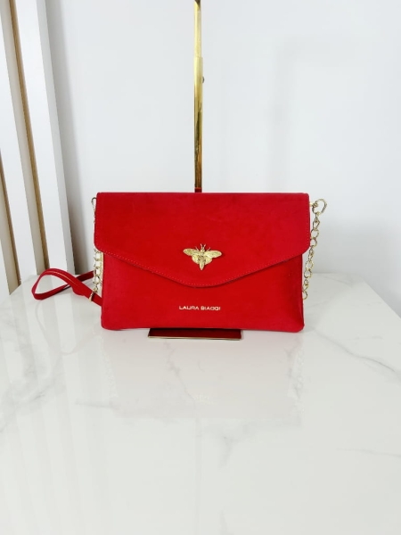 Laura Biaggi kopertowa torebka na spacjalne okazje czerwona