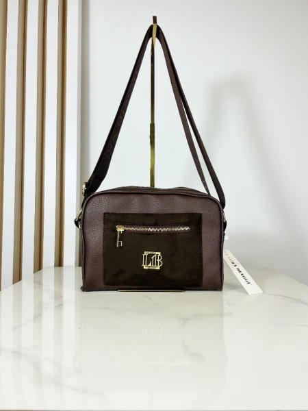 Laura Biaggi torebka listonoszka z kieszonką brązowa