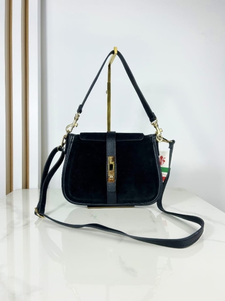 Laura Biaggi skórzana torebka listonoszka czarna