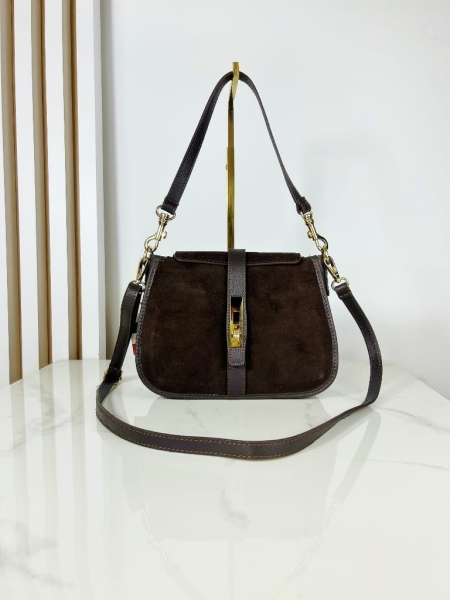 Laura Biaggi skórzana torebka listonoszka brązowa