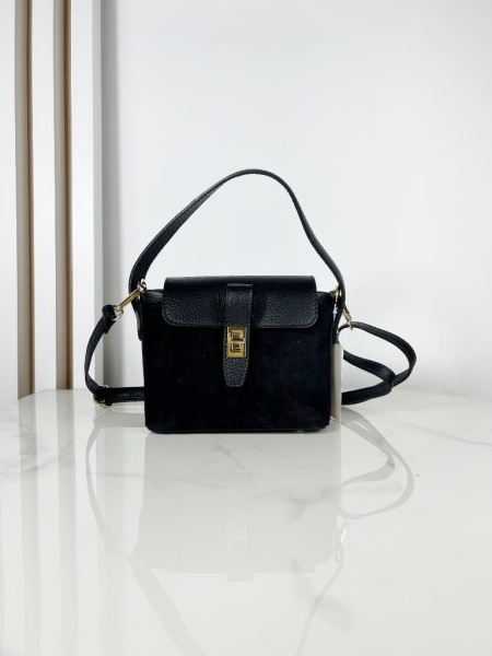 Laura Biaggi skórzana torebka kuferek czarna