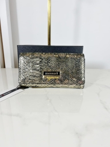 Monnari skórzany portfel na zatrzask złoty