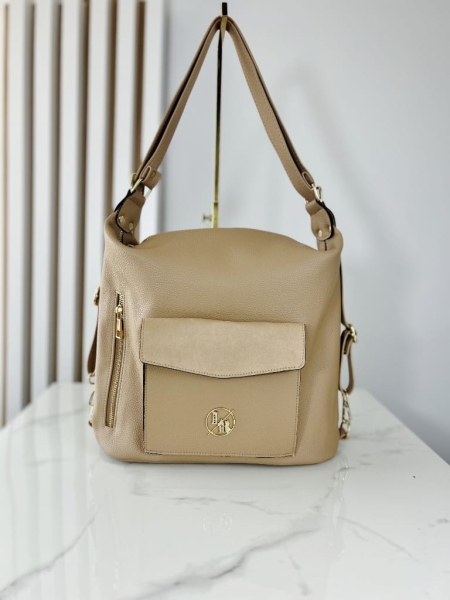 Laura Biaggi Torebka Na Ramię Plecak Beżowa