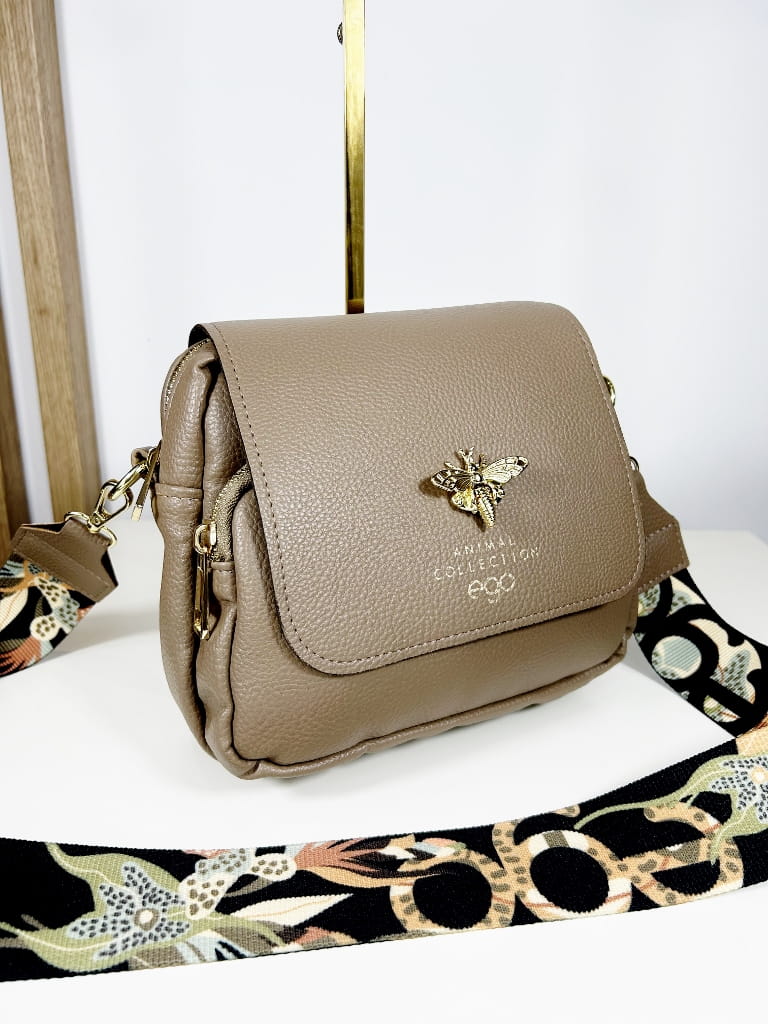 Ego skórzana torebka listonoszka z pszczółką