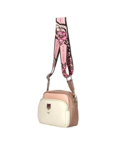 Ego skórzana torebka bułeczka różowa z beżowym