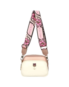 Ego skórzana torebka bułeczka różowa z beżowym