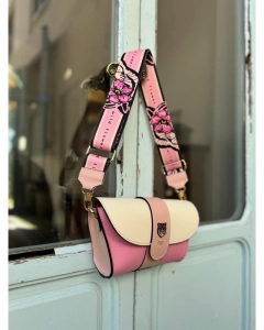 Ego skórzana torebka z apaszką kolorowa beżowa