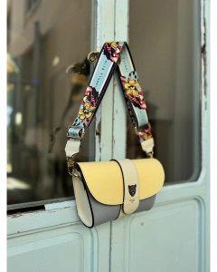 Ego skórzana torebka z apaszką kolorowa żółta