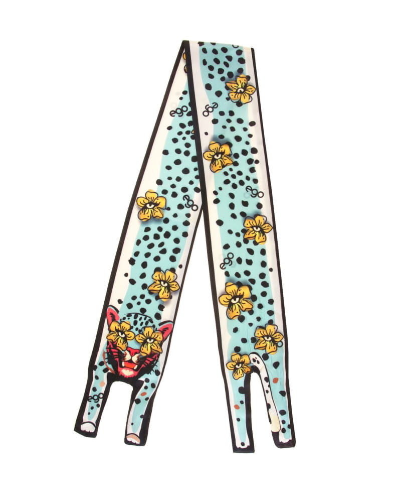 Ego skórzana torebka z apaszką kolorowa żółta z niebieskim