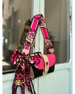 Ego skórzana torebka z apaszką kolorowa fuksja