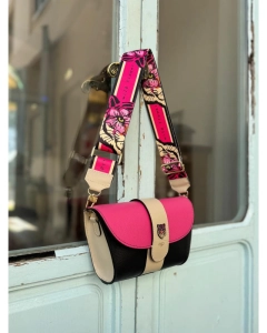 Ego skórzana torebka z apaszką kolorowa fuksja