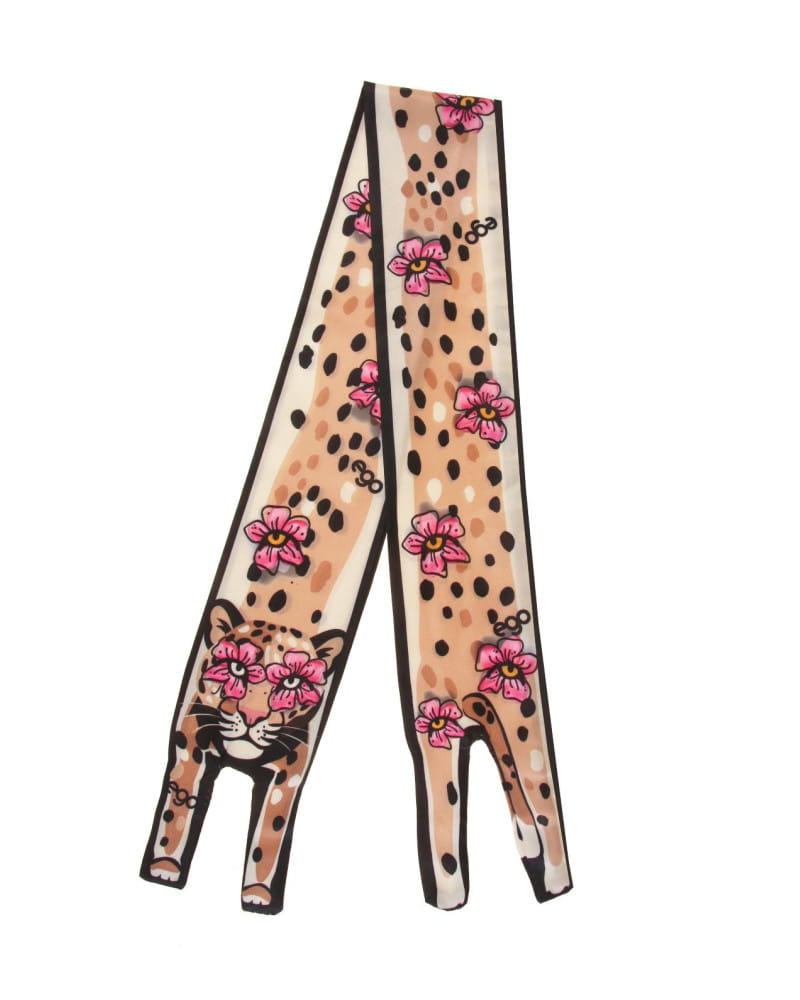 Ego skórzana torebka z apaszką kolorowa beżowa z szałwią