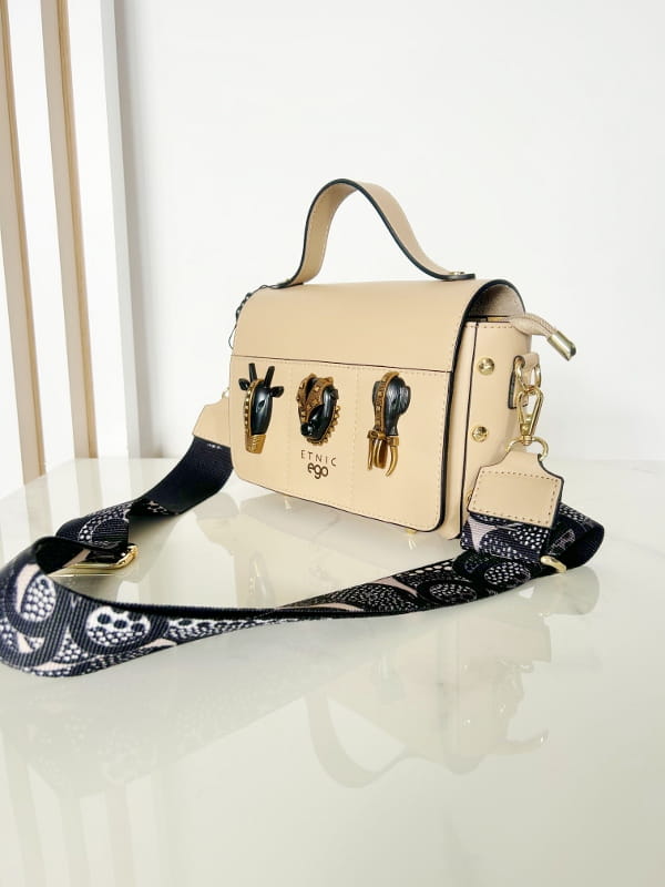 Ego torebka kuferek animals z głowami totemic beżowa