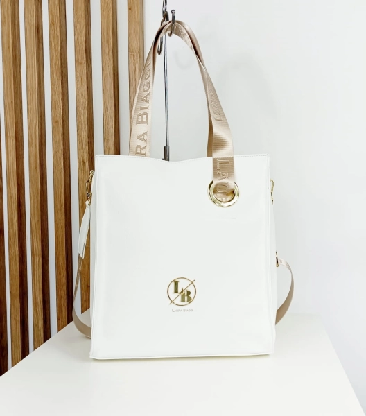 Laura Biaggi  Duża Torebka Shopper Biała