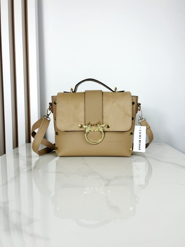 Laura Biaggi torebka  kuferek beżowa pszczoła