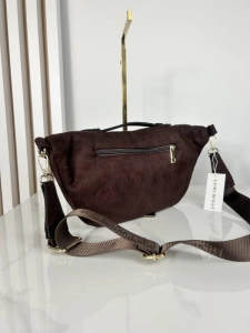 Laura Biaggi torebka nerka saszetka brązowa eko zamsz