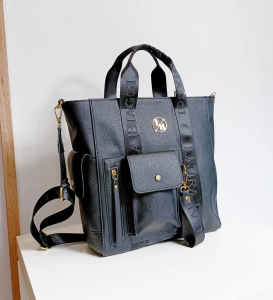 Laura Biaggi Torebka Shopper Czarna z Kieszonkam